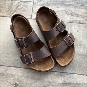 Birkenstock Milano Dark Brown Oiled Leather Sandals